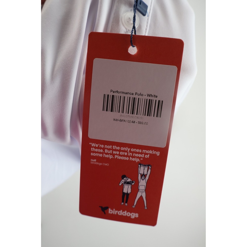 Birddogs Performance Polo Shirt Medium White Spandex Golf Athletic Activewear - Picture 3 of 5